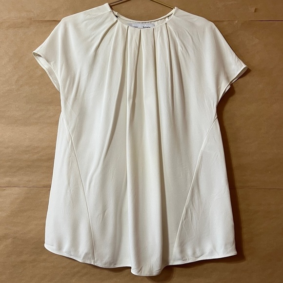 Proenza Schouler | Pleated Neck Split Back Top Snap Button Popover Blouse Size 4 - Picture 1 of 14